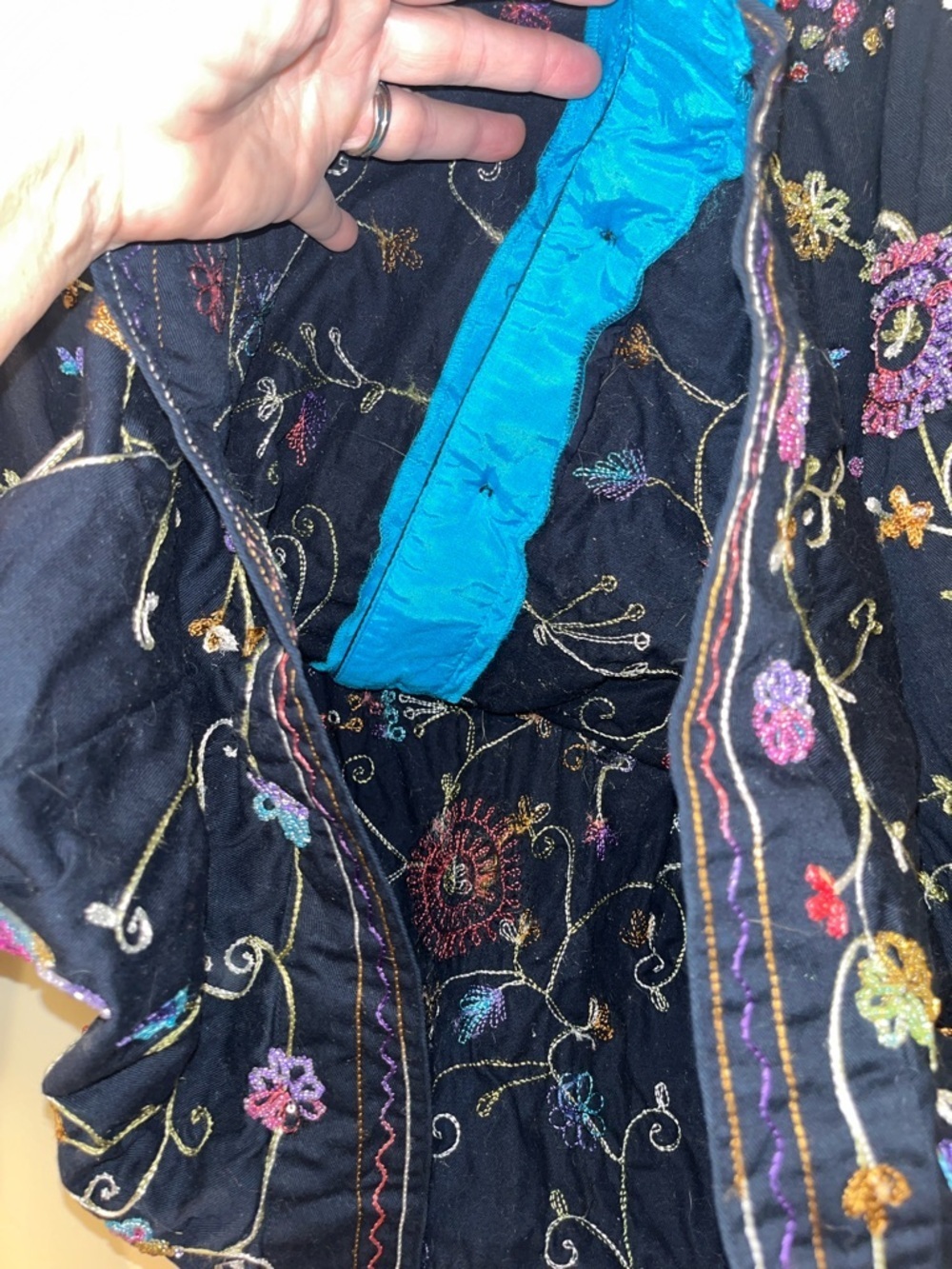 Quacker Favtory Embroidered / Embellished Black Floral Button-Up Jacket - Picture 8 of 14